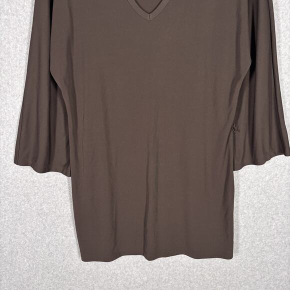Liz Claiborne Top Large Tunic Slinky Flowy Long Career Neutral Lagenlook ** - Picture 3 of 13